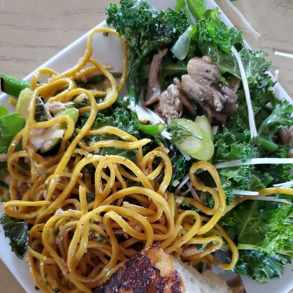 Kale Caesar Salad Saffron Tagliatelle