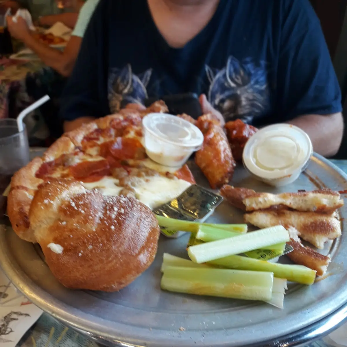 Cheese and Pepperoni Pizza Garlic Roll Celery Ranch Dressing