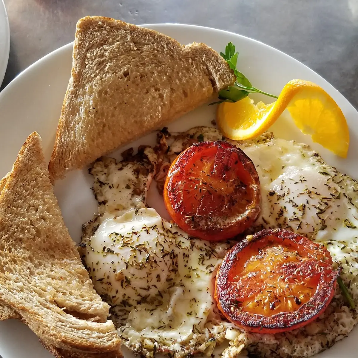 Eggs Provençal with Hash Browns