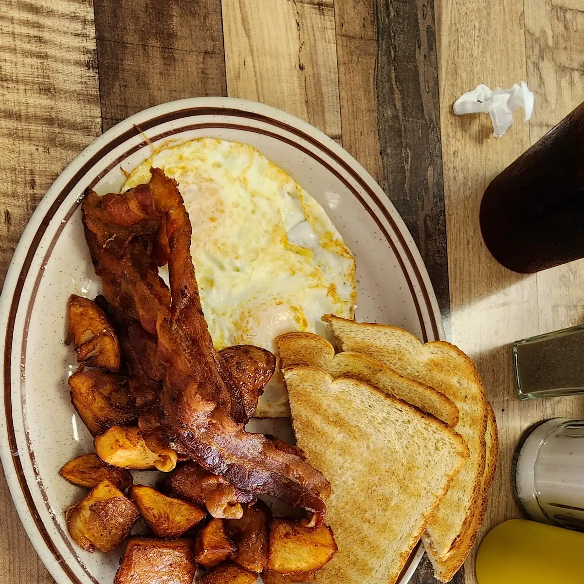 Bacon Eggs Toast and Home Fries