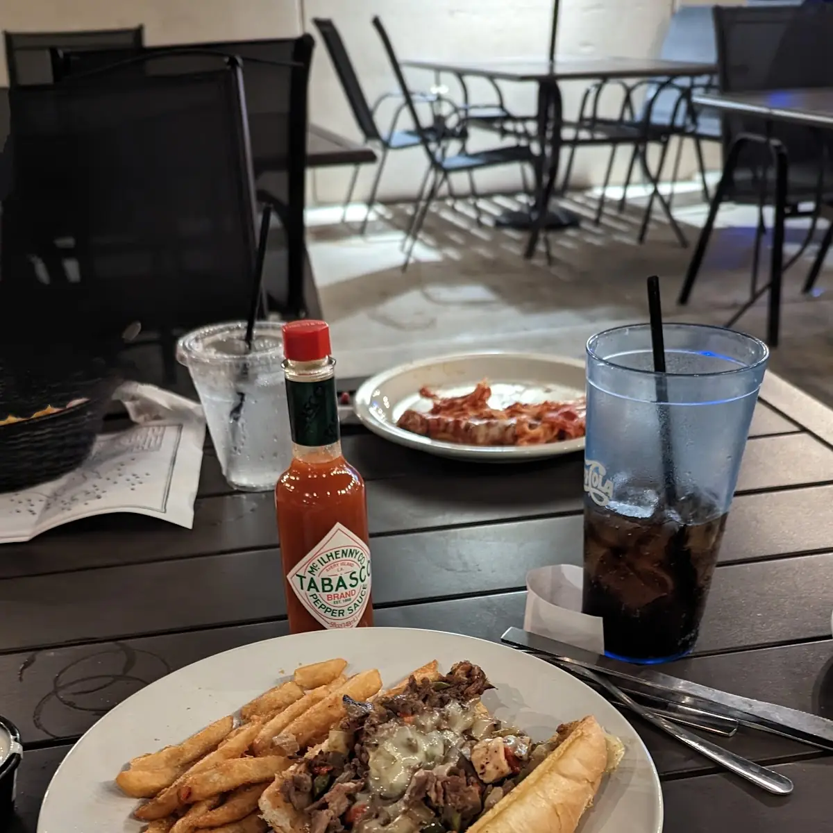 Philly Cheese Steak Sandwich and Fries