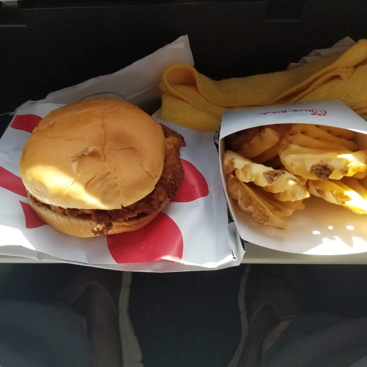 Chicken Sandwich and Waffle Fries