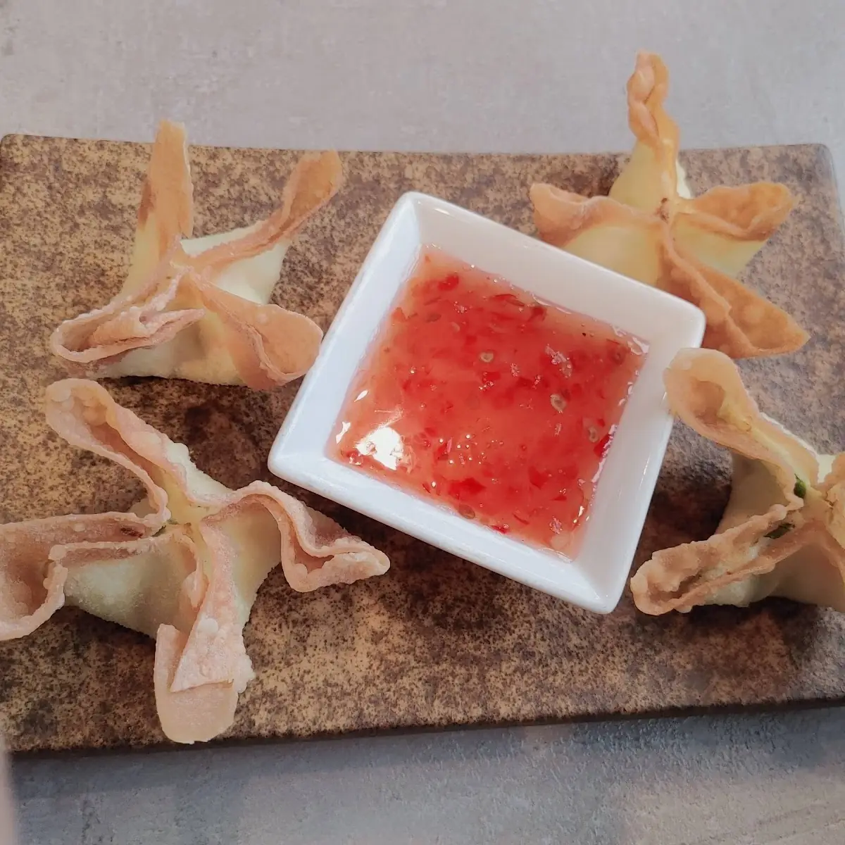 Crab Rangoon and Crispy Egg Rolls
