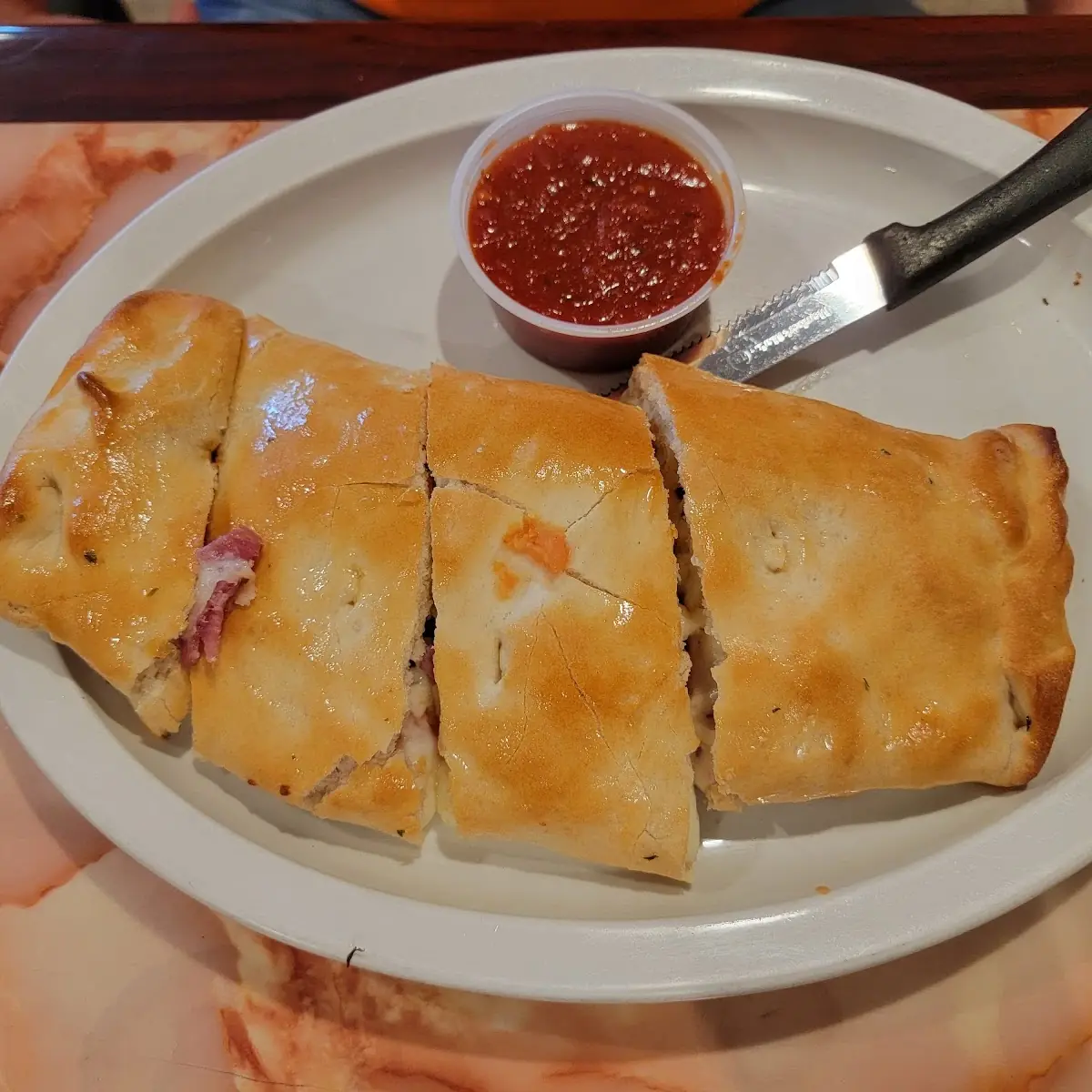 Calzone and Garlic Bread