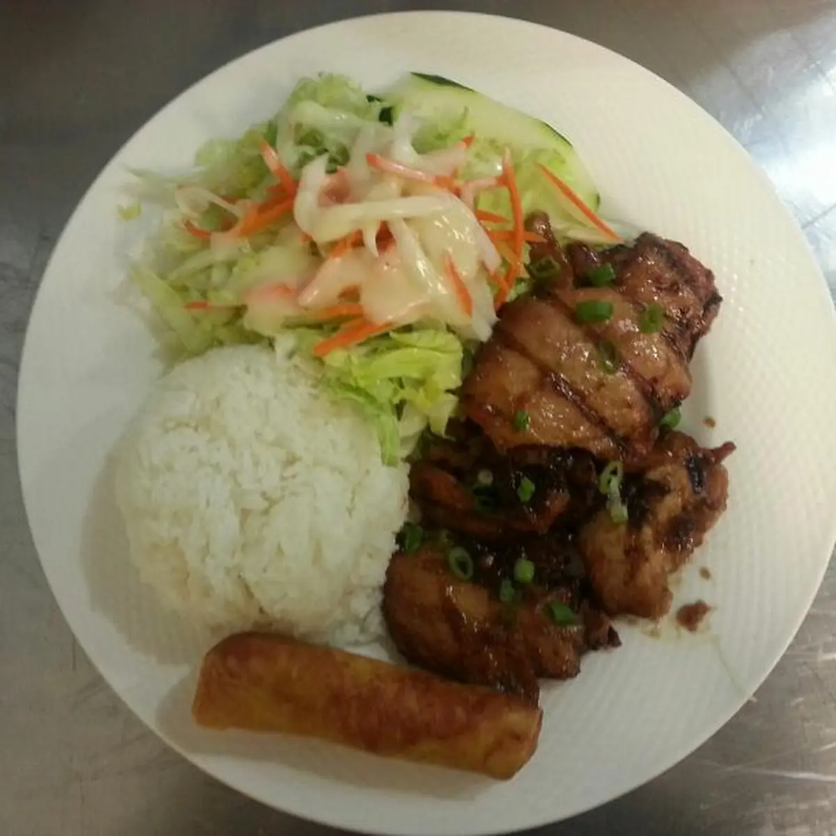 33 Pork Chop Egg Roll w Rice