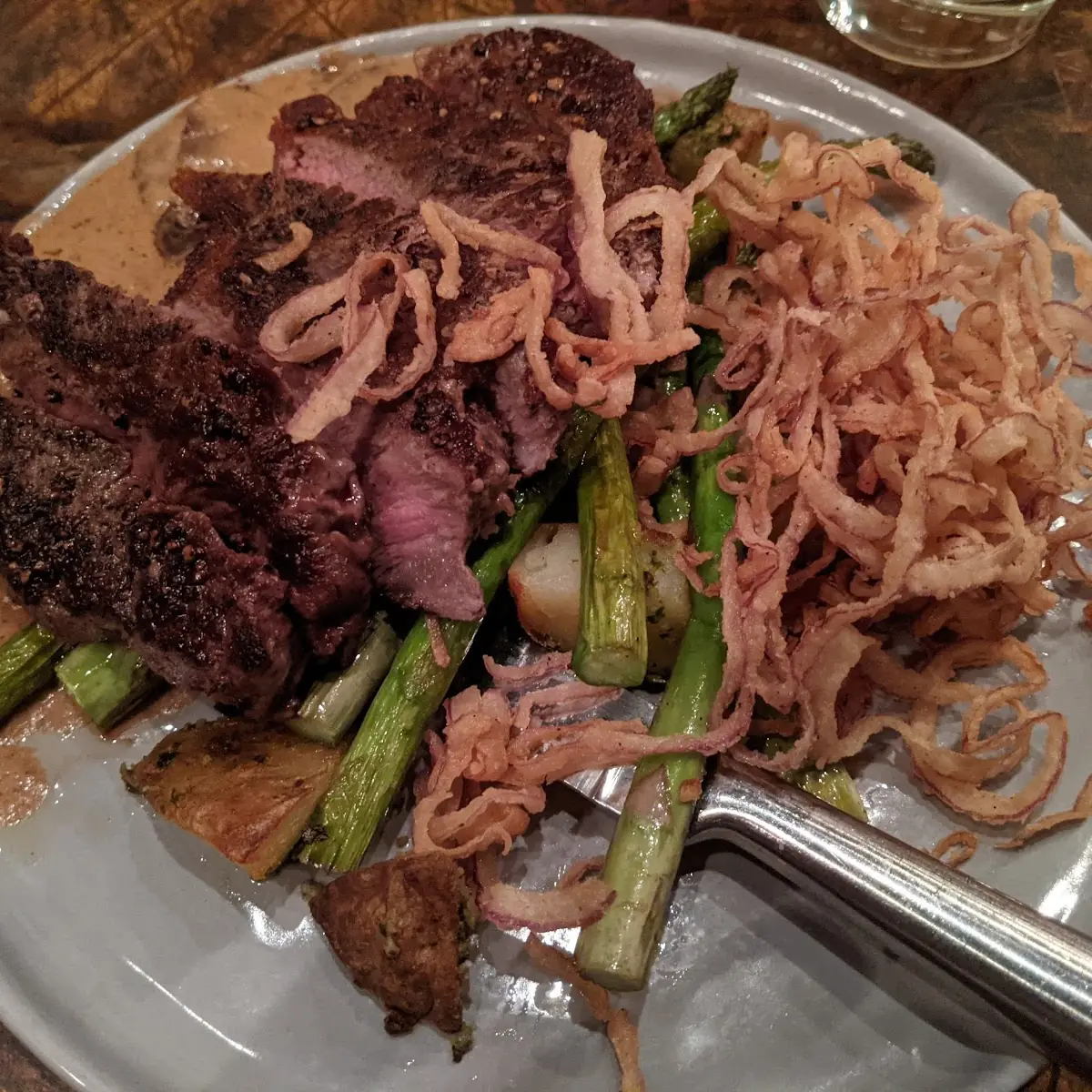 Steak with Peppercorn Sauce