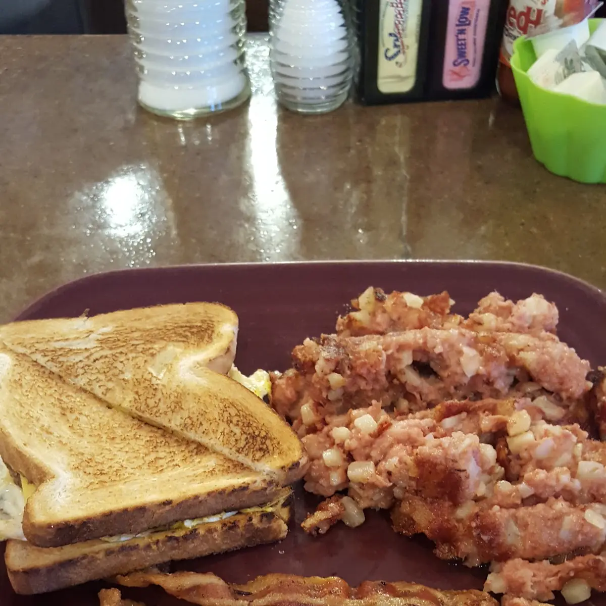 Breakfast Sandwich Bacon and Corned Beef Hash