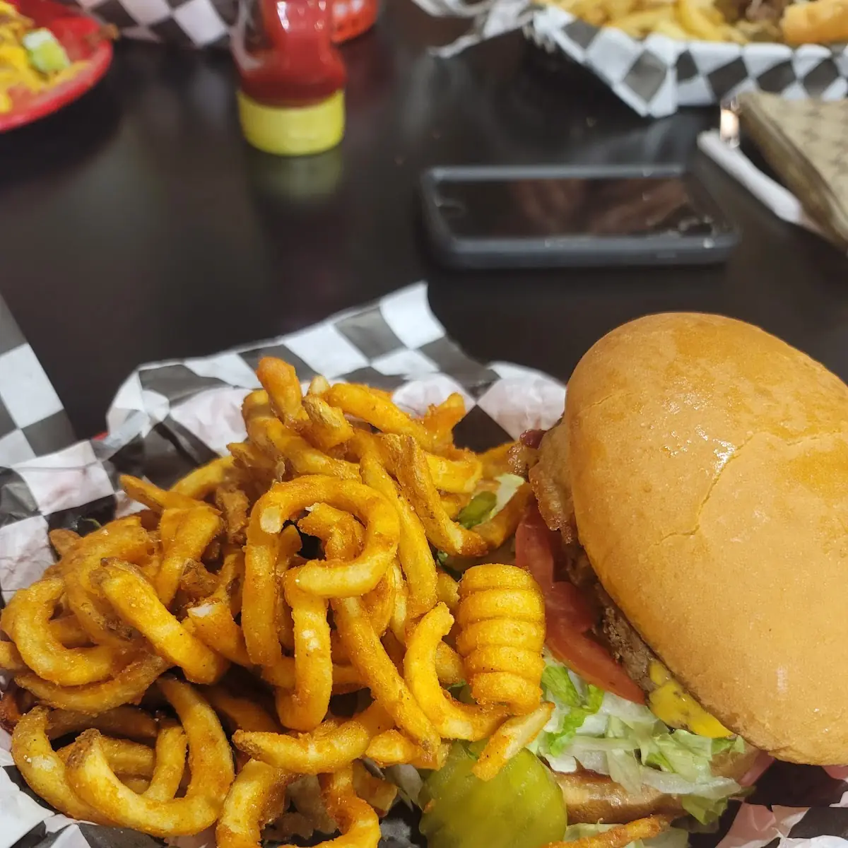 Cheese Burger with Curley Fries