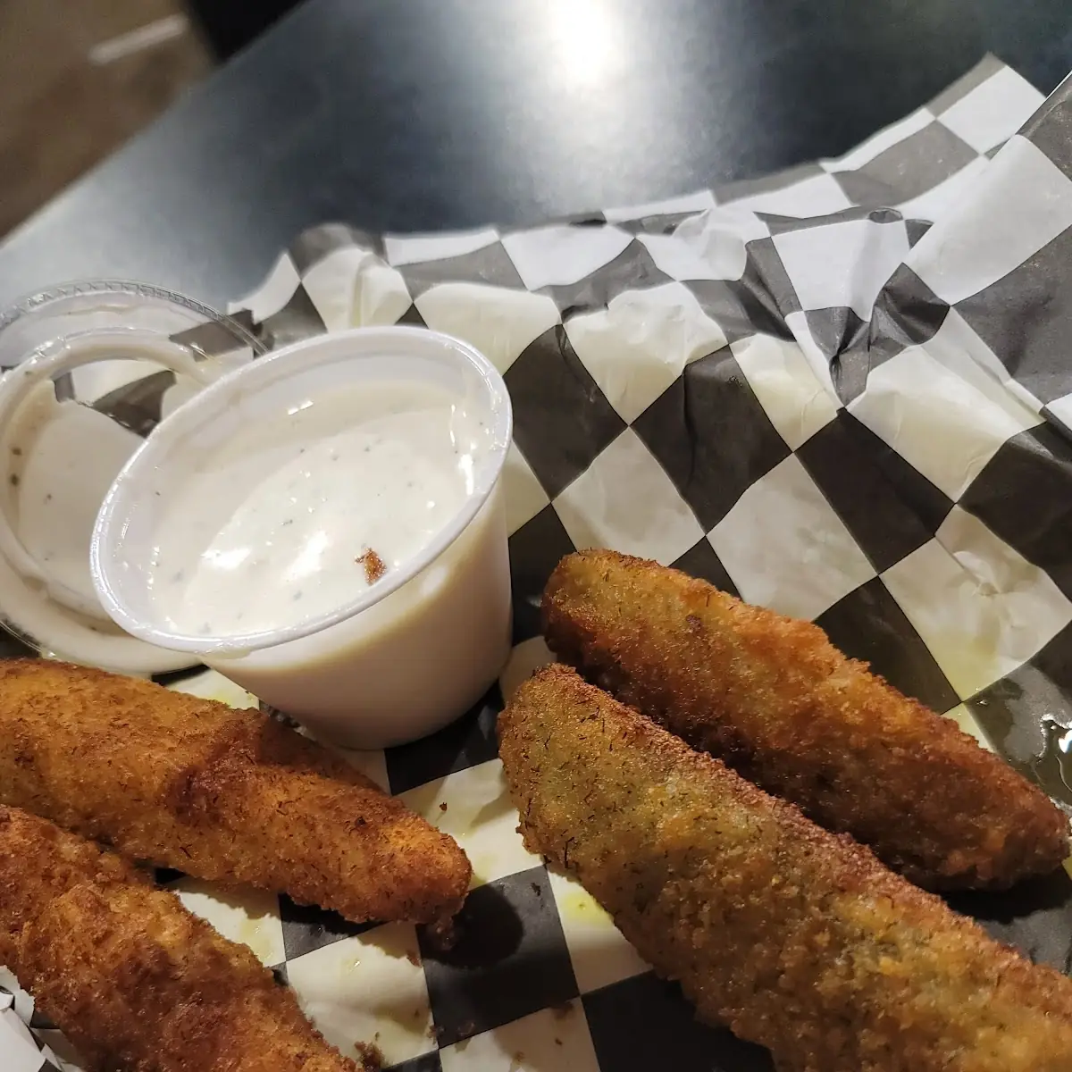 Fried Pickle Spears with Ranch Dressing