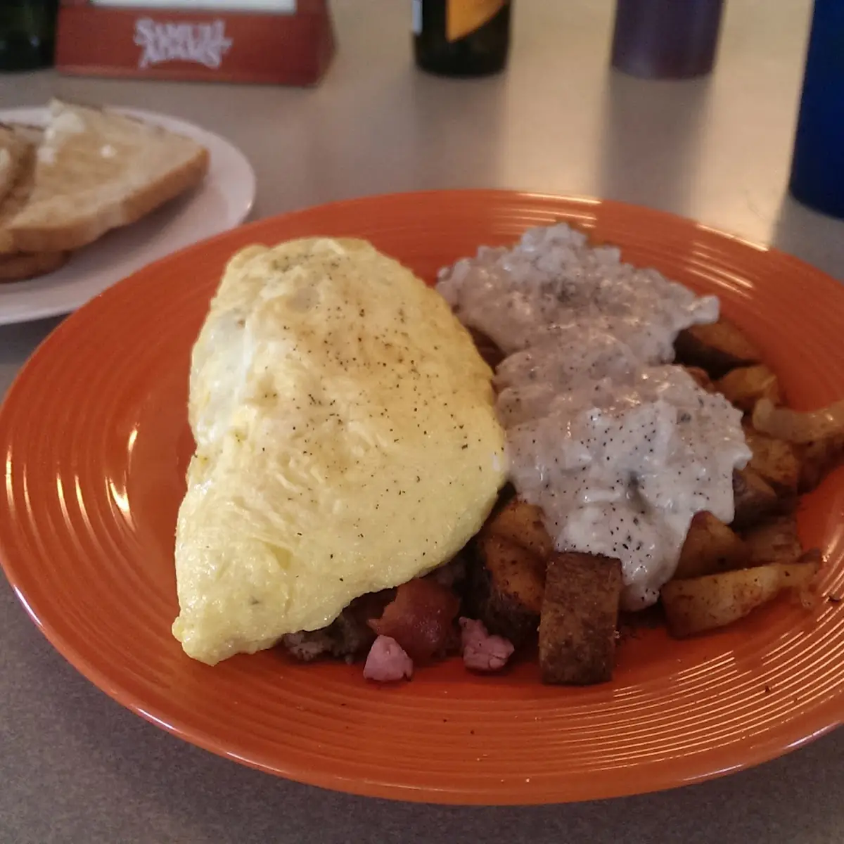 Ham Bacon and Cheddar Omelette