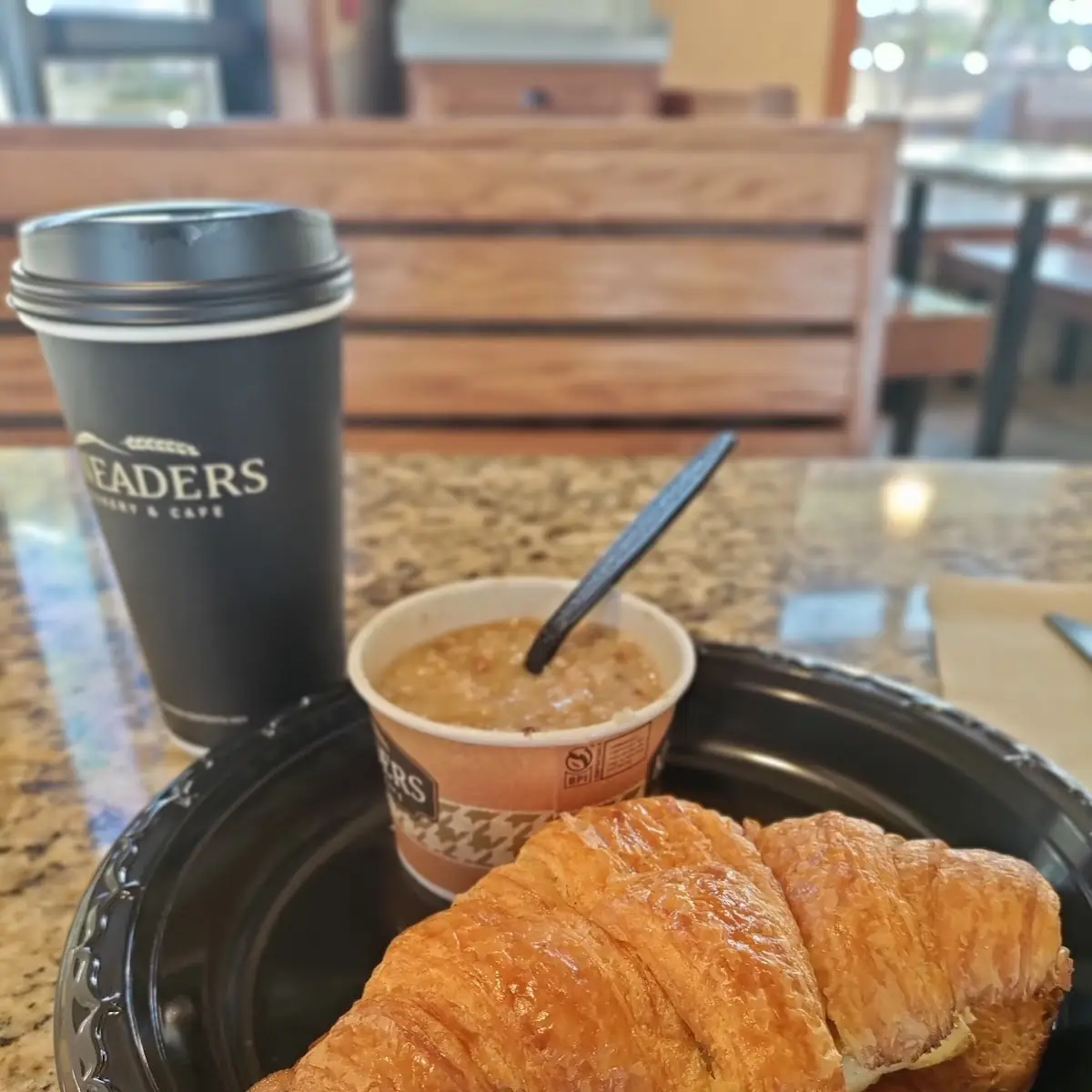 Bacon Egg and Cheese Croissant with Banana Nut Oatmeal