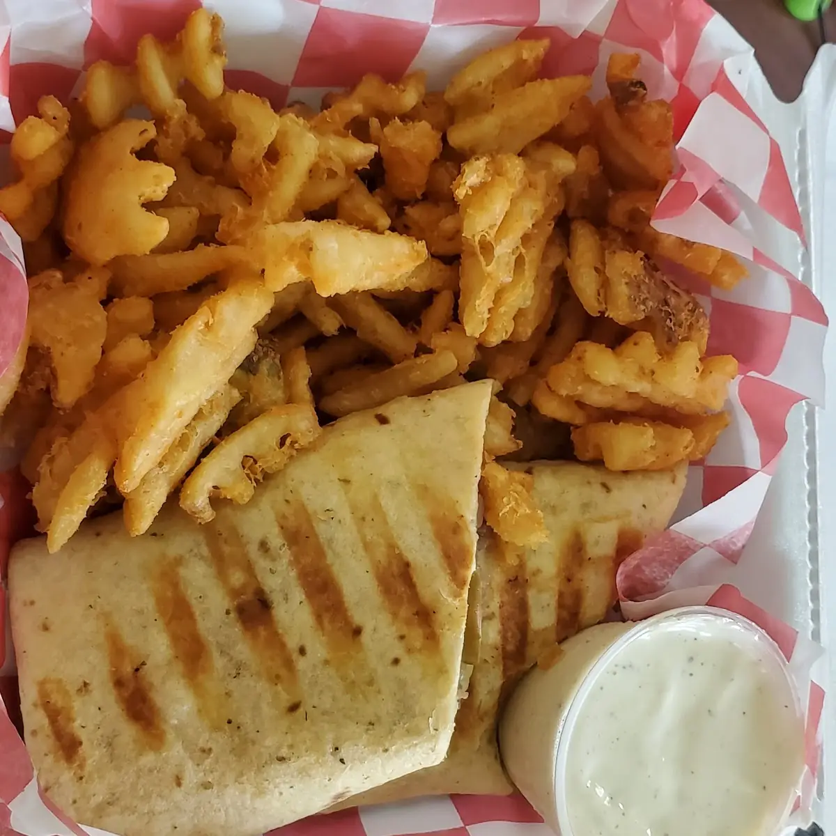 Steak & Cheese Wrap with Waffle Fries