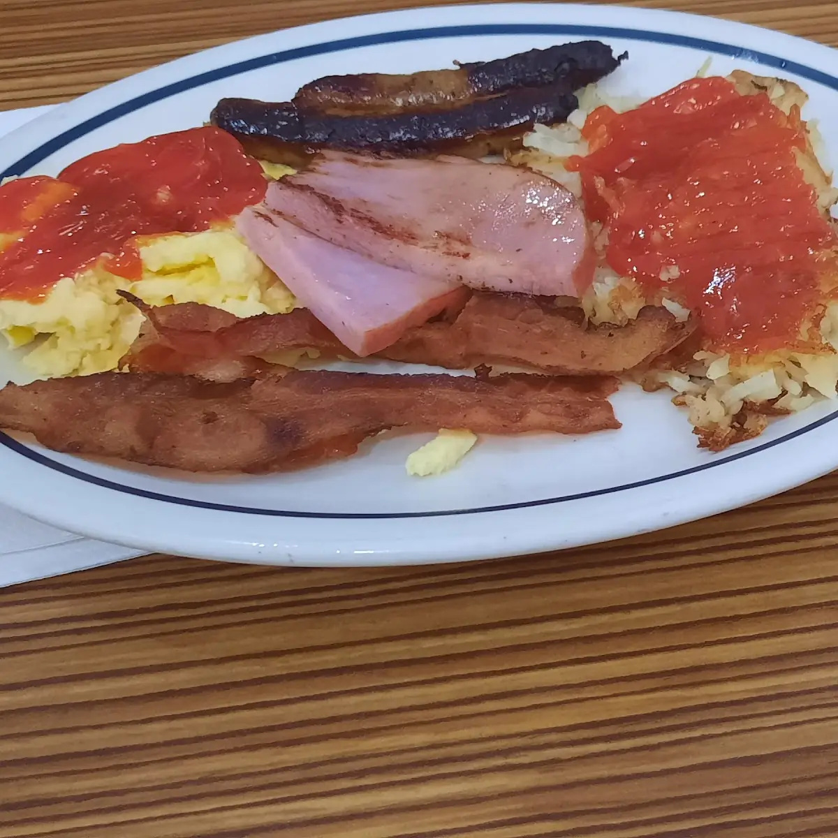 Hash Browns Bacon Ham Sausage Eggs I Just Don't Remember What It Was Called