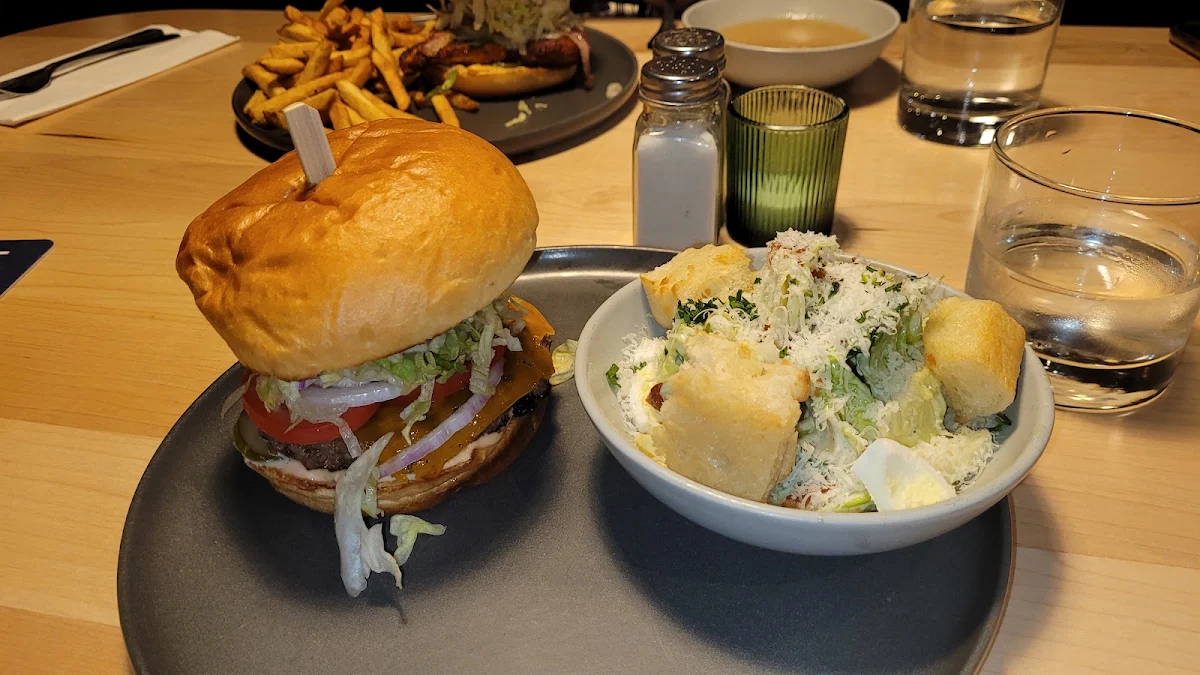 Burger and Caesar Salad