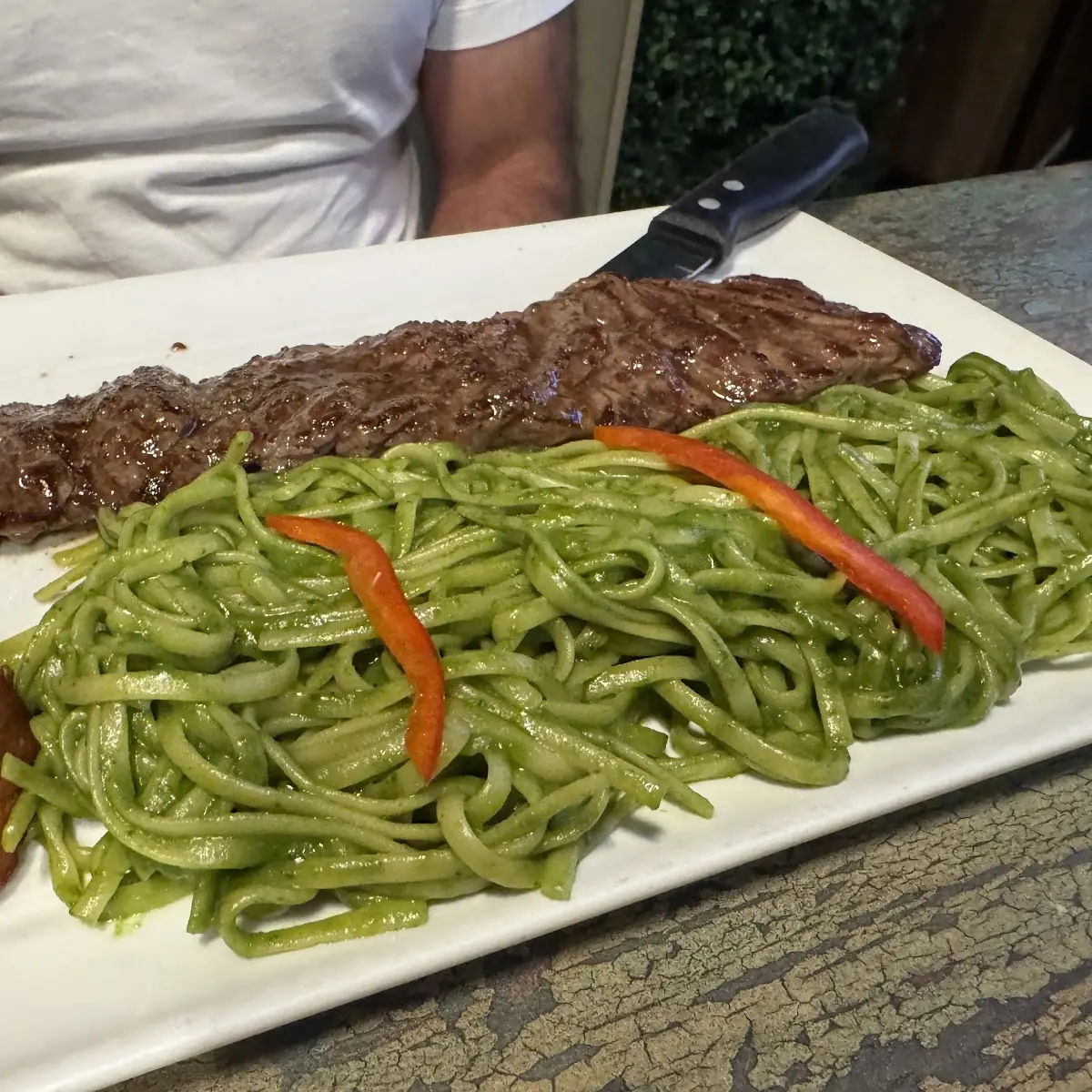 Tallarin Verde C Churrasco