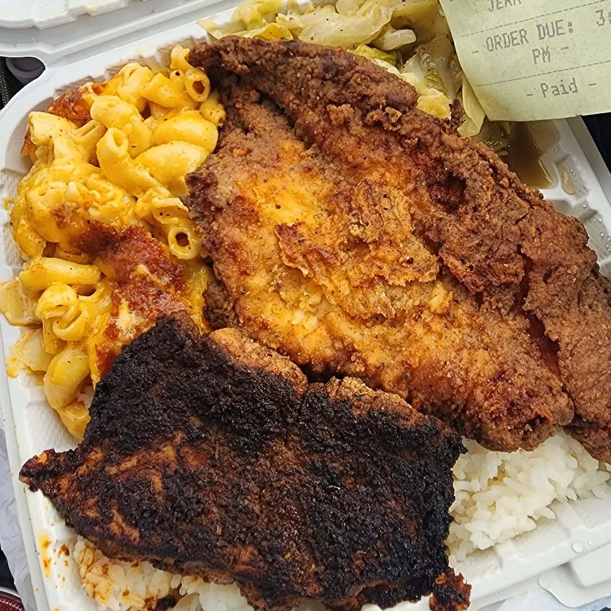 Jerk Salmon Fried Catfish Box