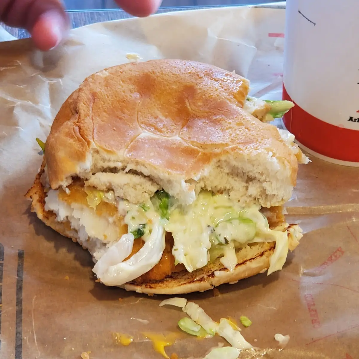 Crispy Fish Sandwich with Onion Rings