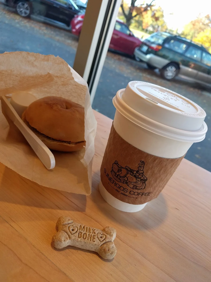 Latte with Bagel and Cream Cheese