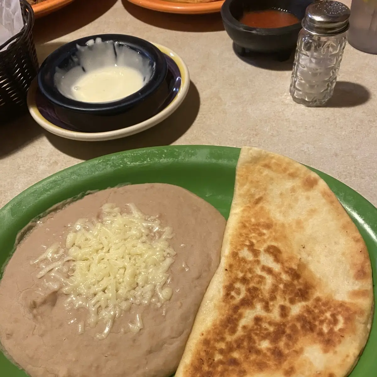 Cheese Quesadilla and Beans