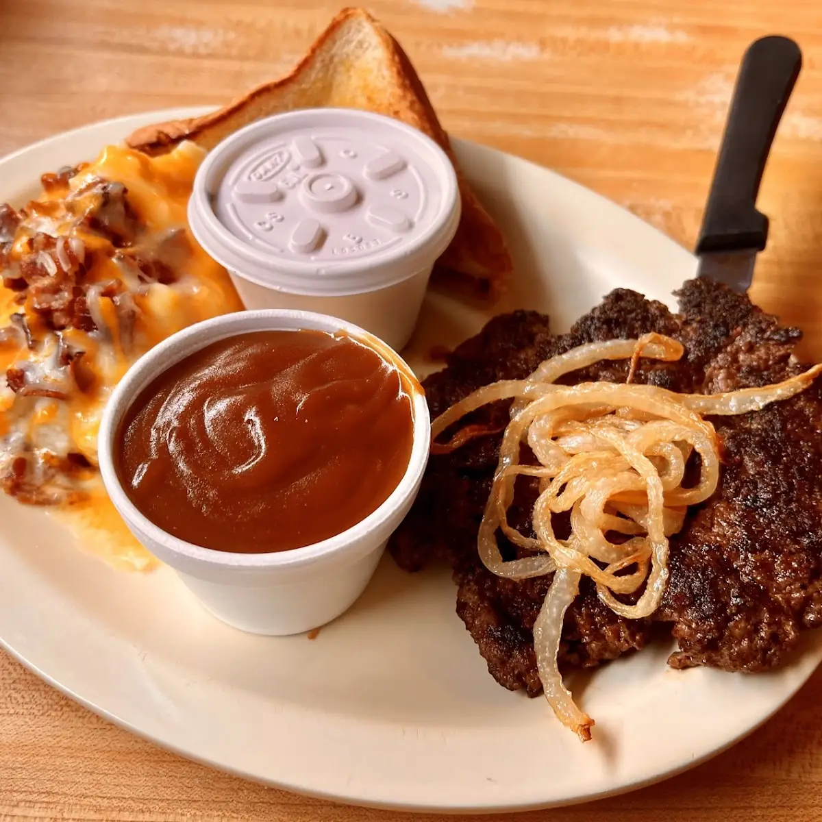 Hamburger Steak with Loaded Mash Potatoes