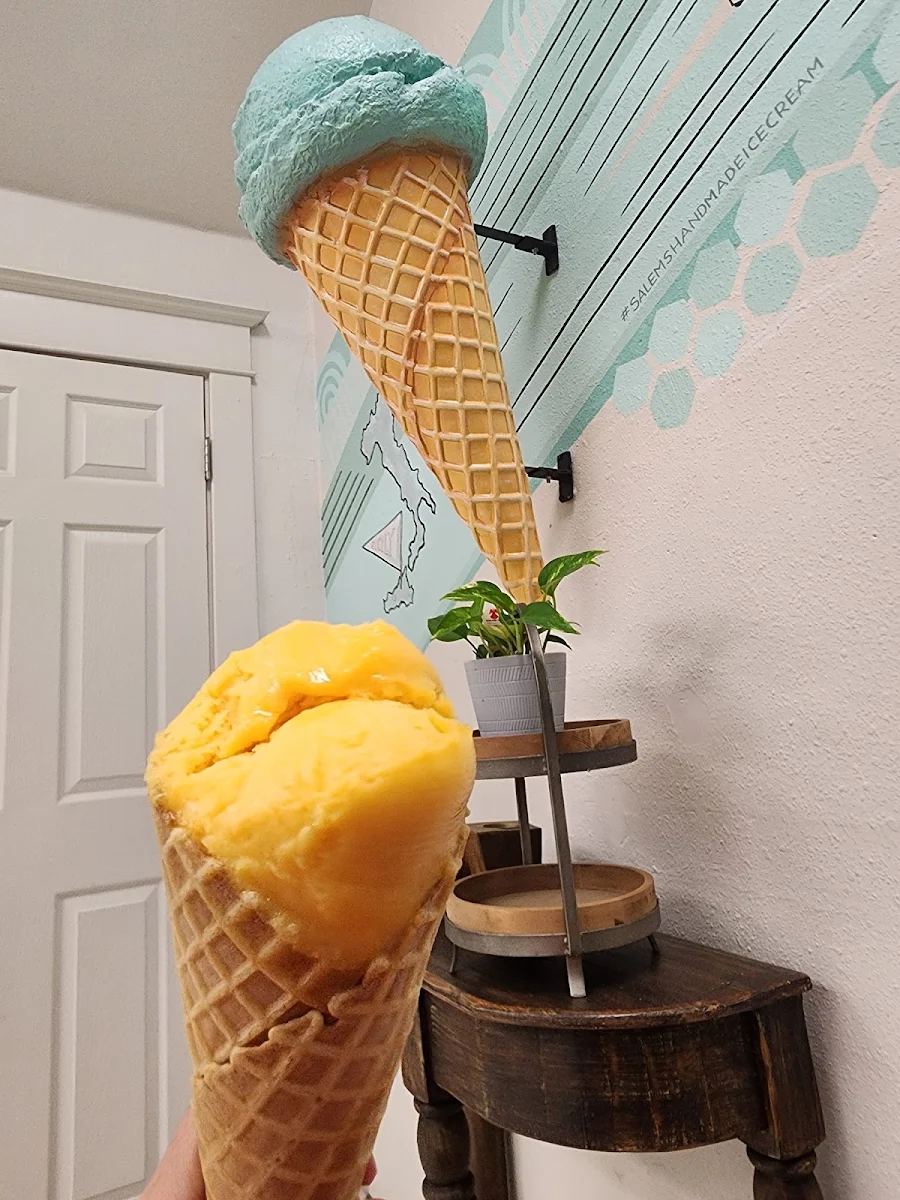 Mango Sorbet on a Waffle Cone