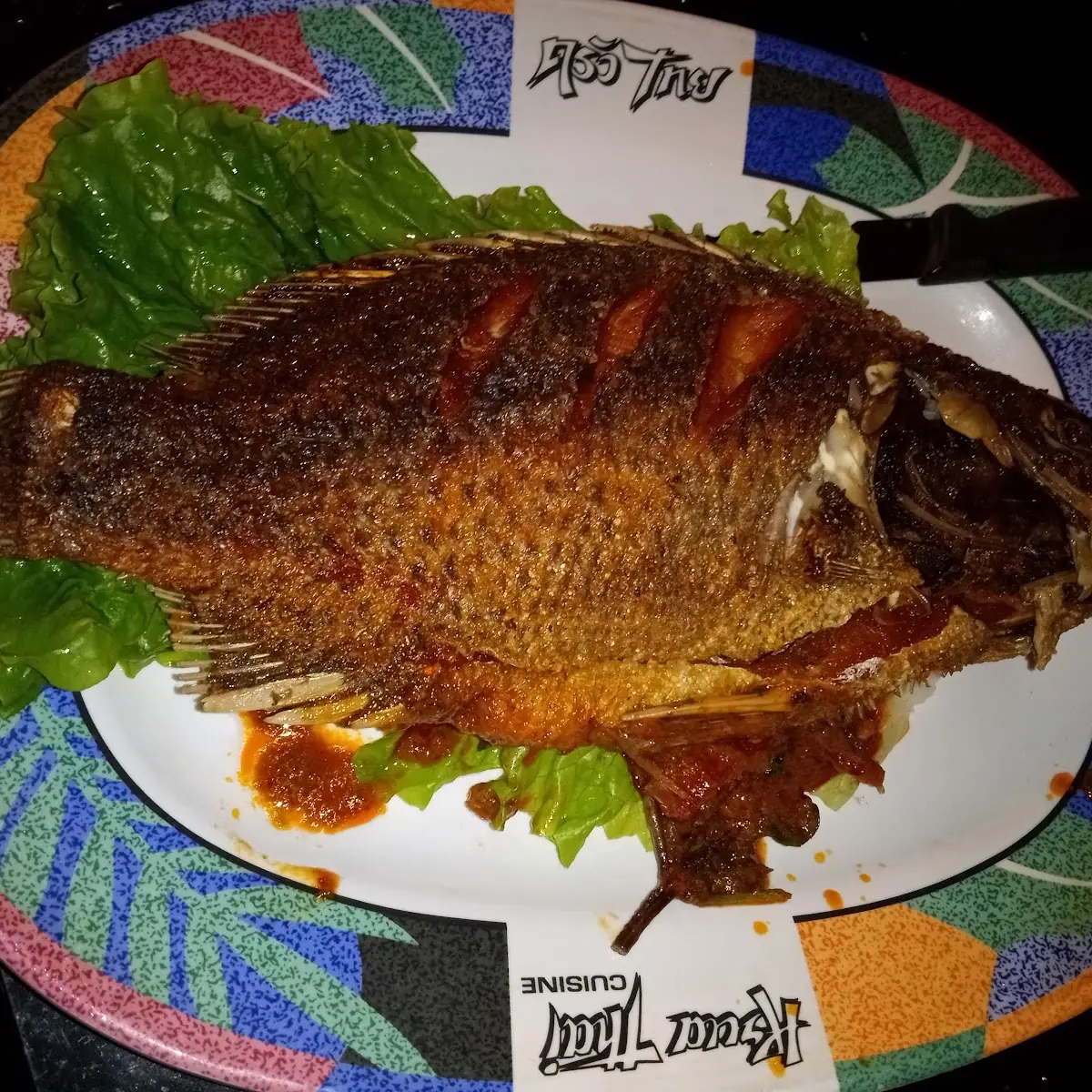 Deep Fried Tilapia with Red Chili Sauce