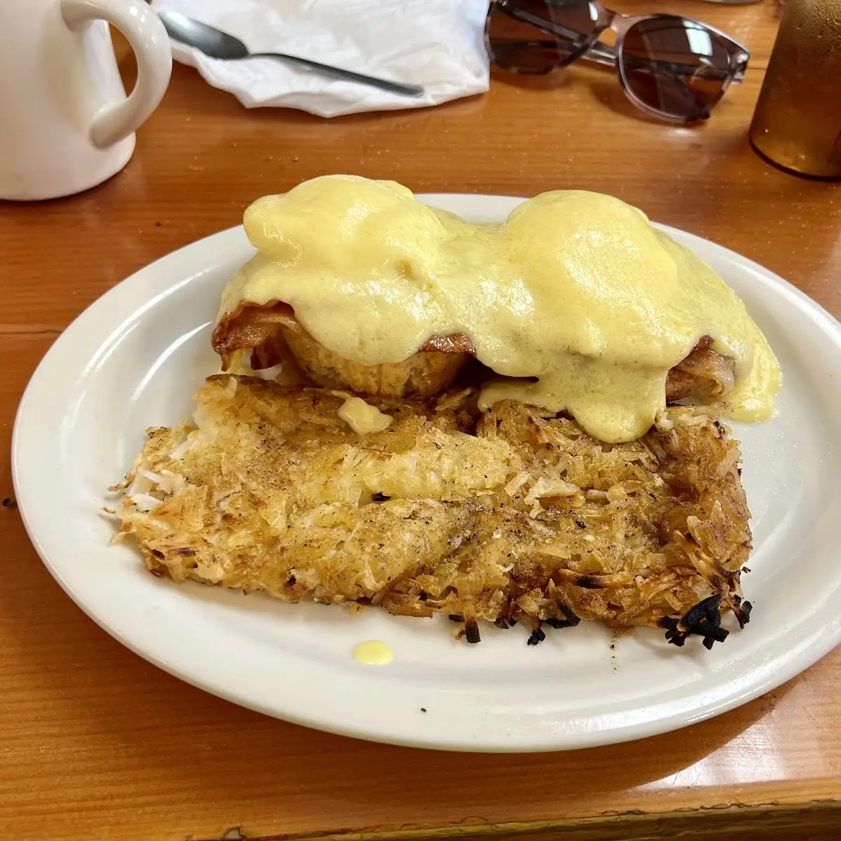 Corn Muffin Benedict with Hash Browns