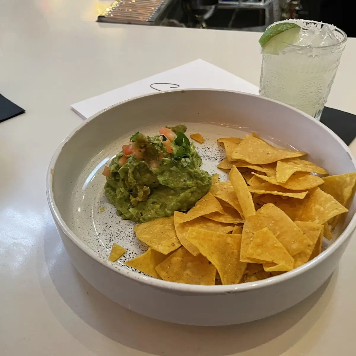 Tortilla Chips and Chunky Guacamole