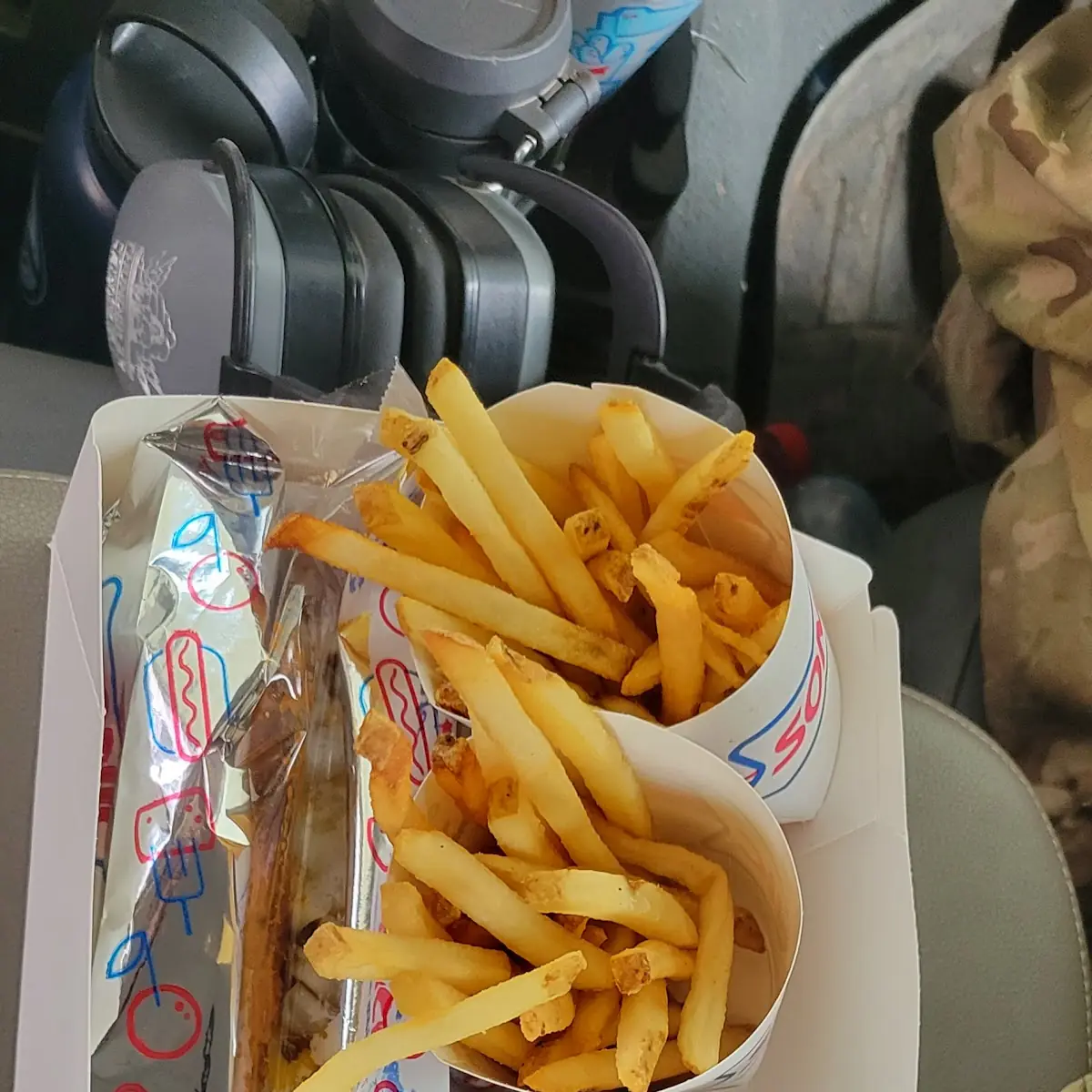 Footlong Chilli Dog and a Sonic Double Burger