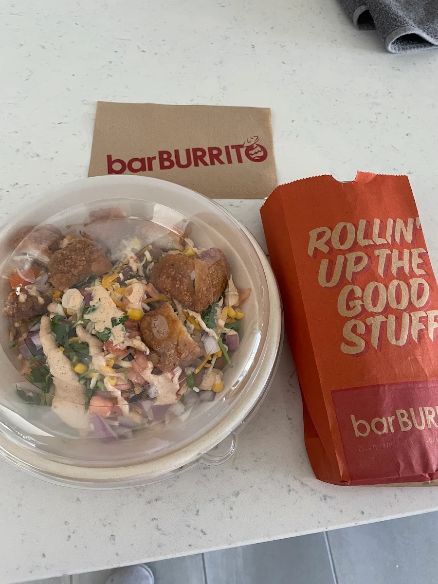 Crispy Chicken Bowl and Beef Burrito, barBURRITO