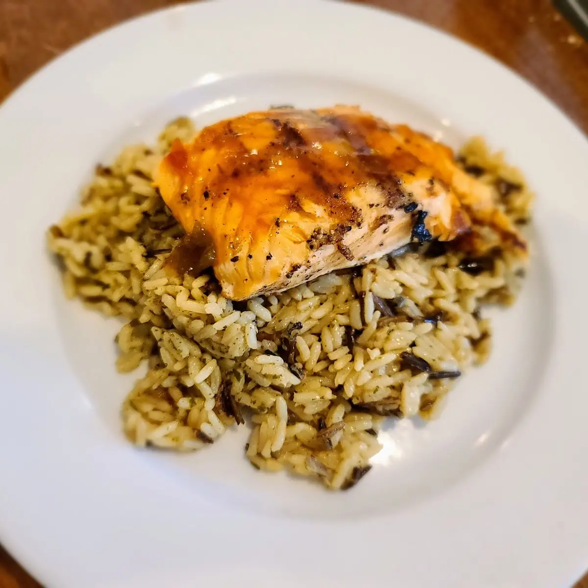 Asian Glazed Salmon on Wild Rice