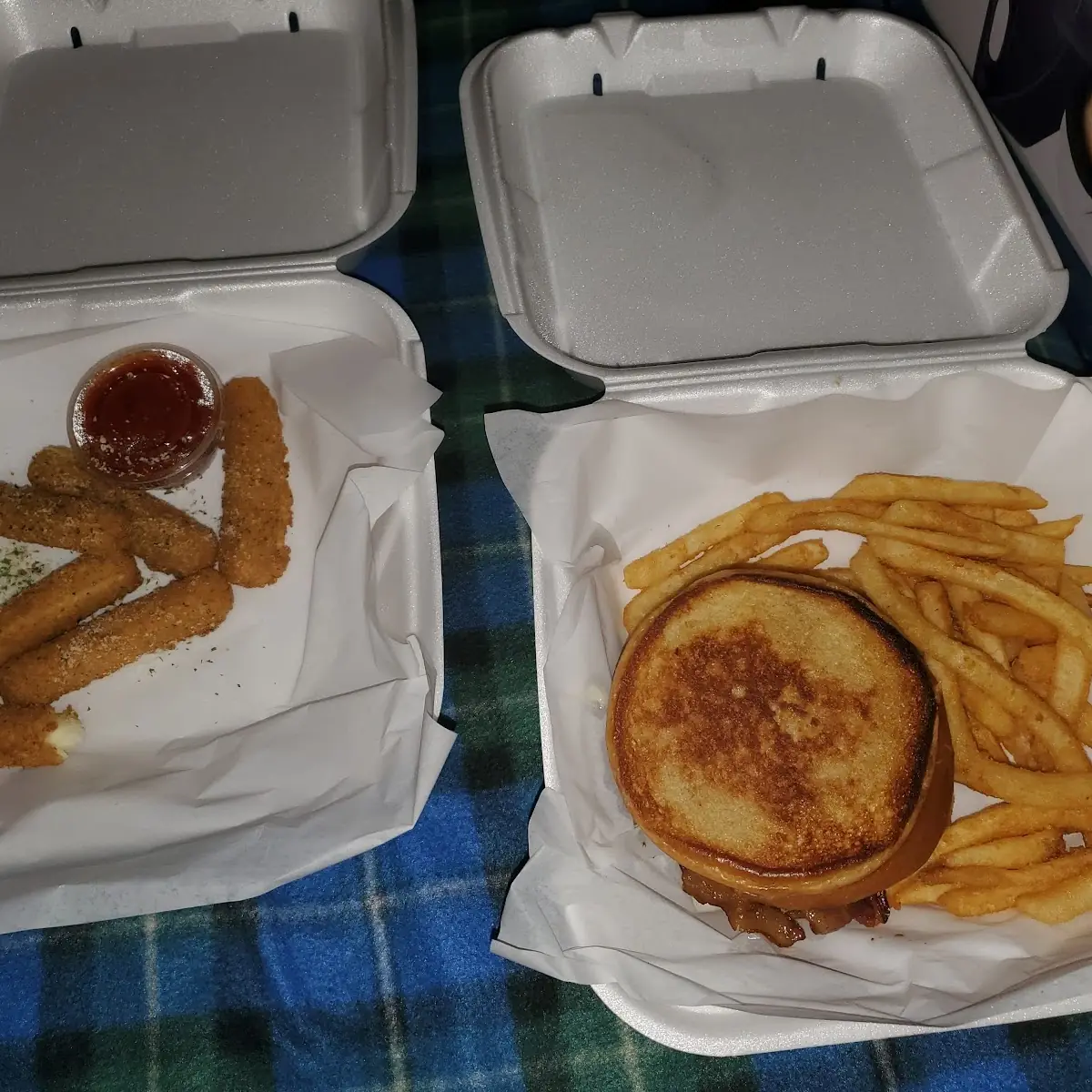 Maury Melt Burger & Cheese Sticks
