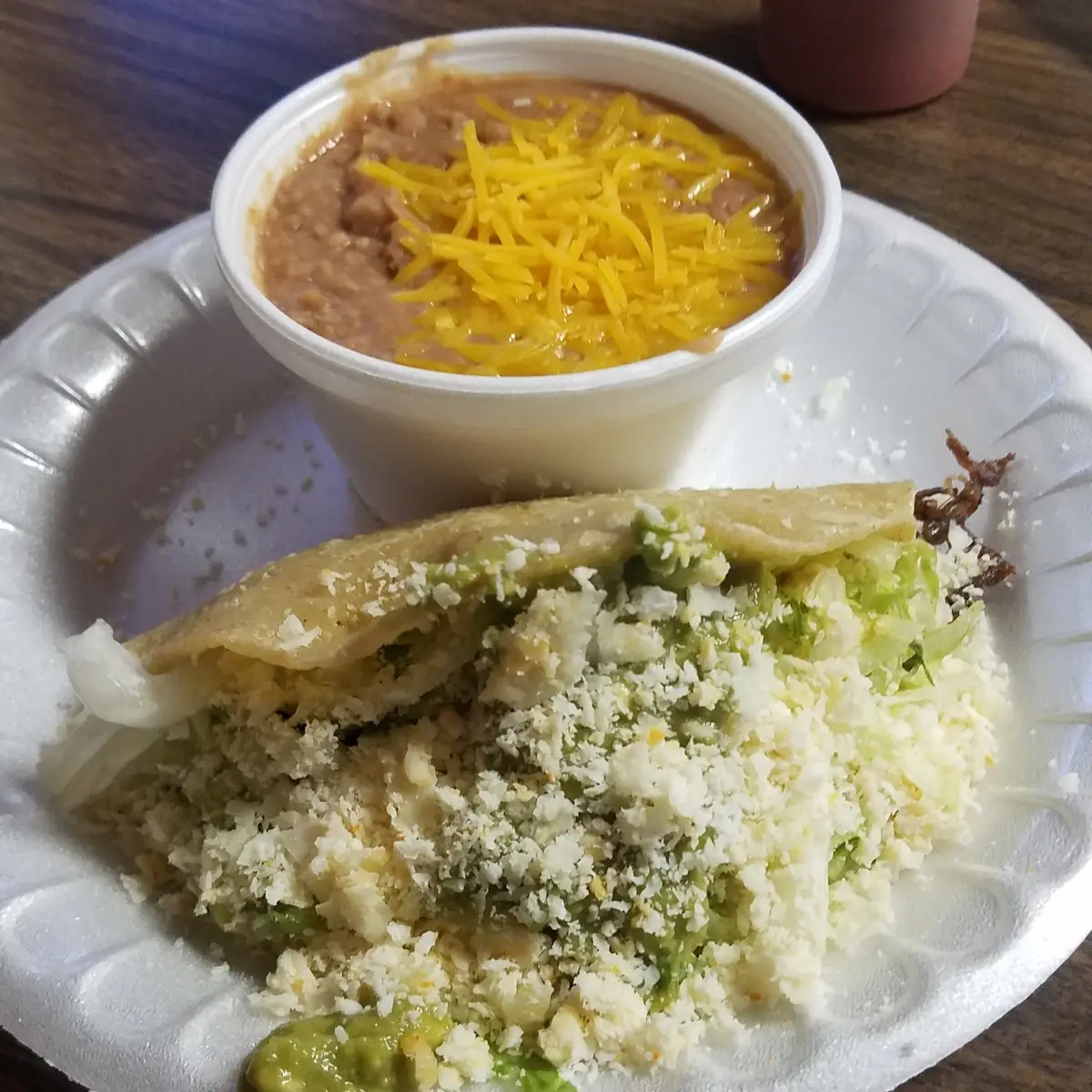 Folded Beef Taco and Beans