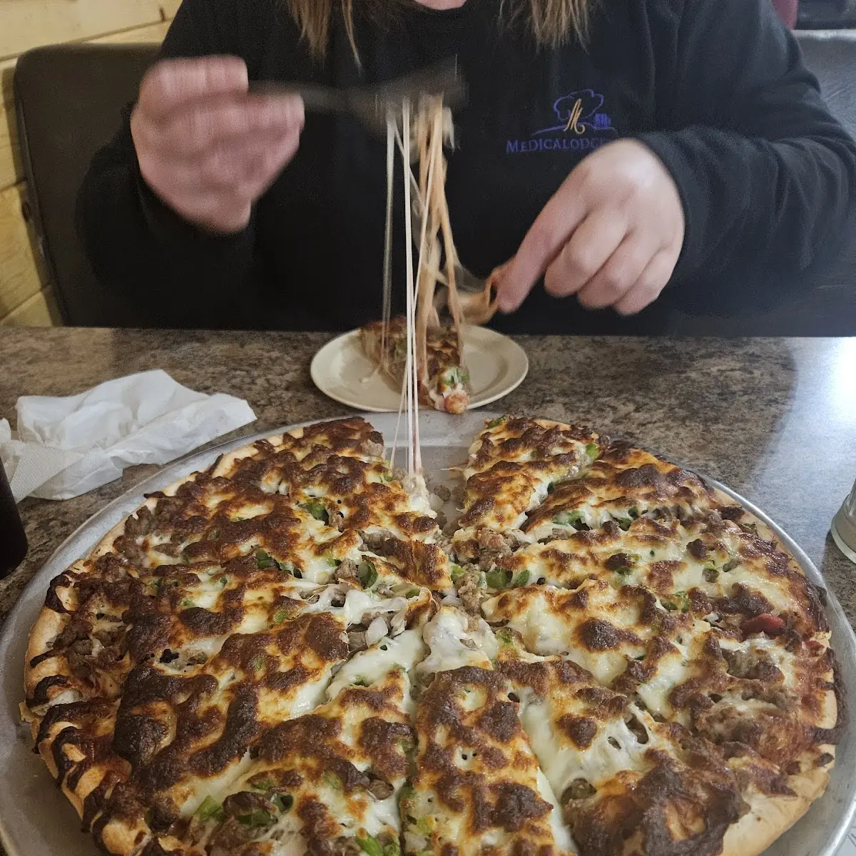 Sausage Green Peppers Onion with Extra Cheese