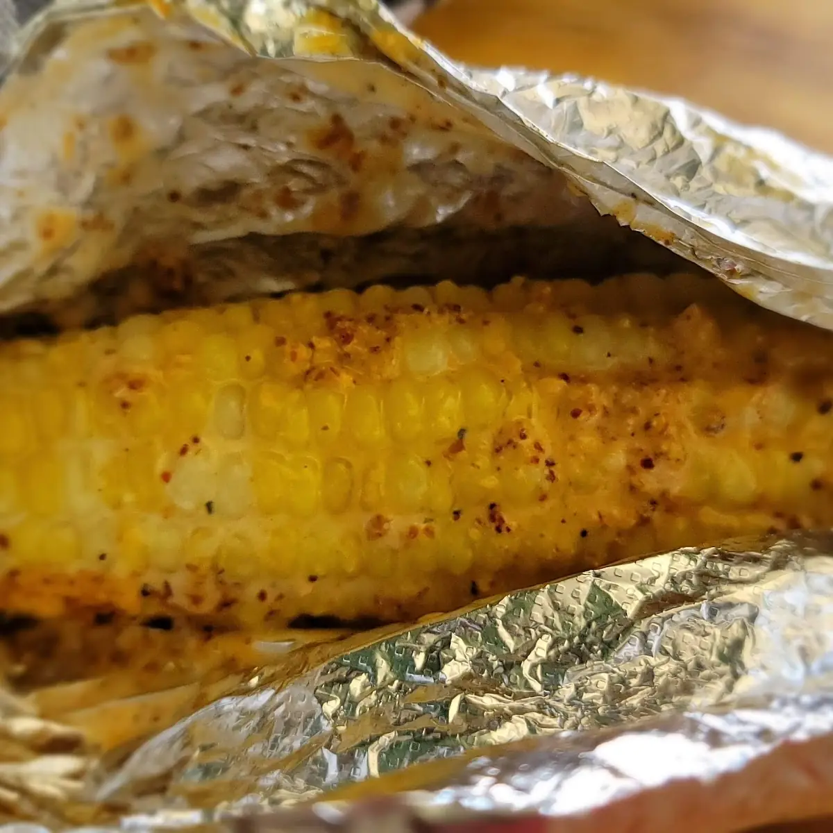 Side Fire Roasted Corn with Peppers and Onions
