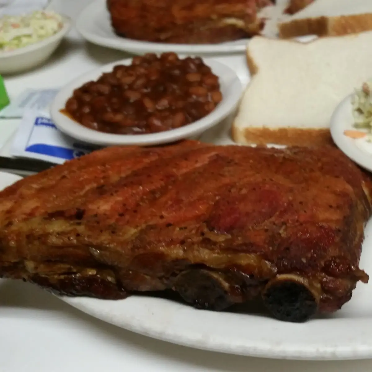 BBQ Ribs Baked Beans and Coleslaw