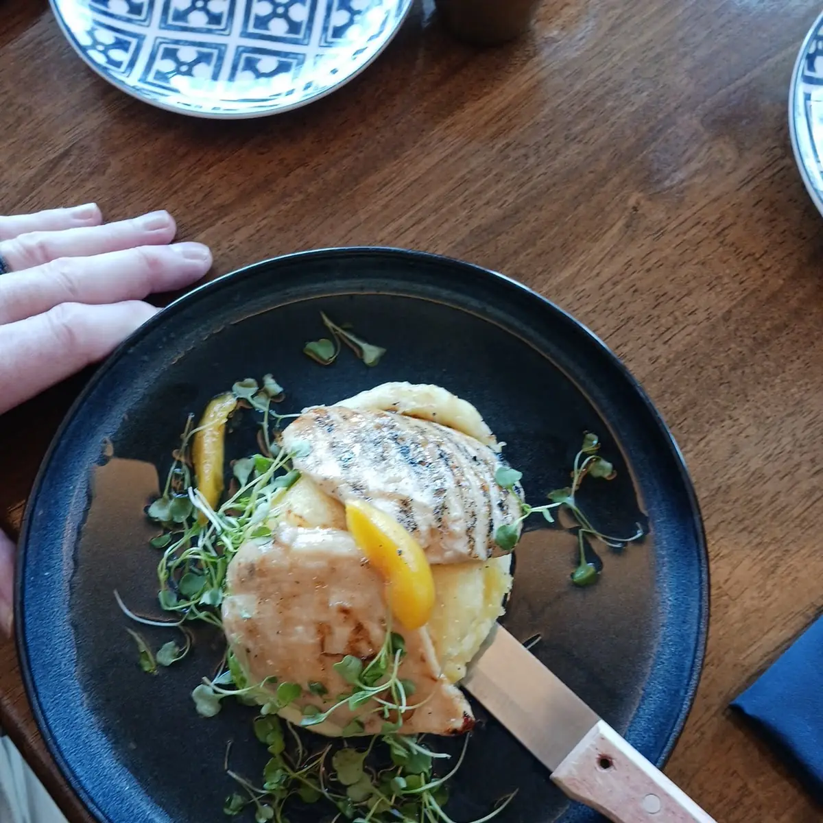 Tequila Peach Chicken on Whipped Potatoes