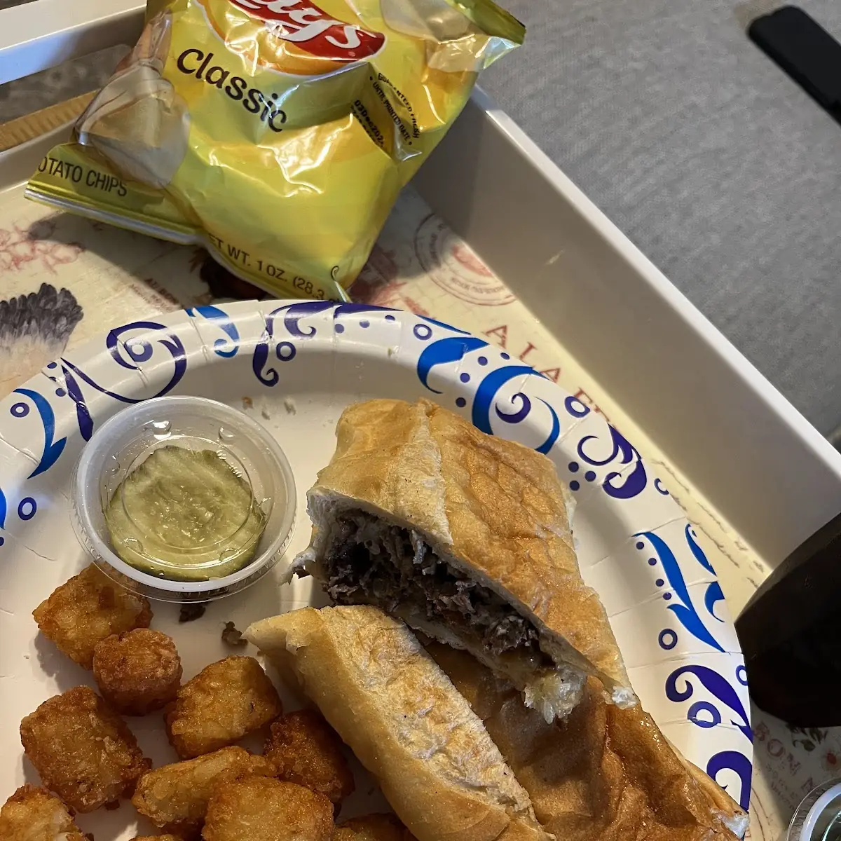 Philly Cheese Steak Sandwich with Tots