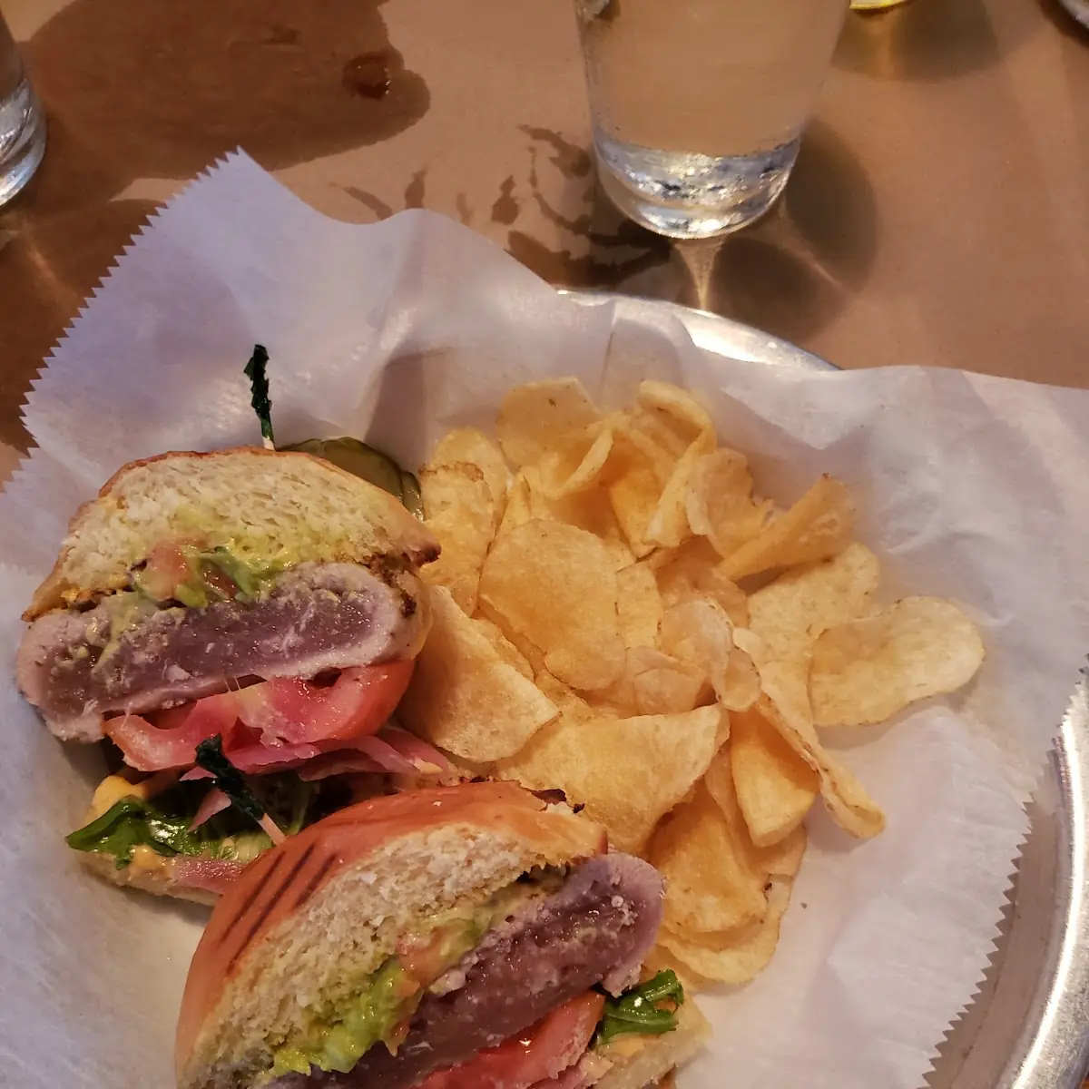Tuna Burger and Chips
