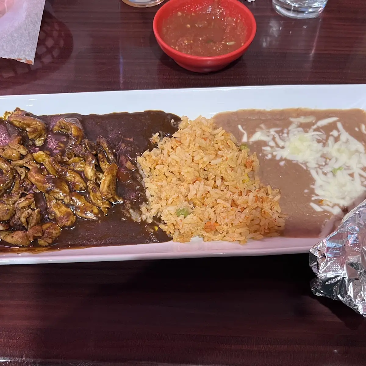 Chicken Mole with Rice Beans