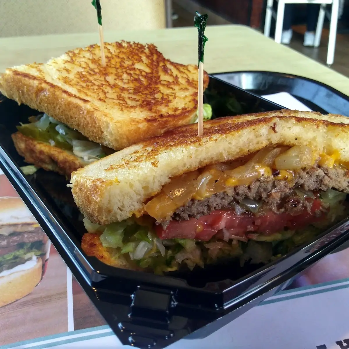 Charburger with Cheese on Sourdough Bread