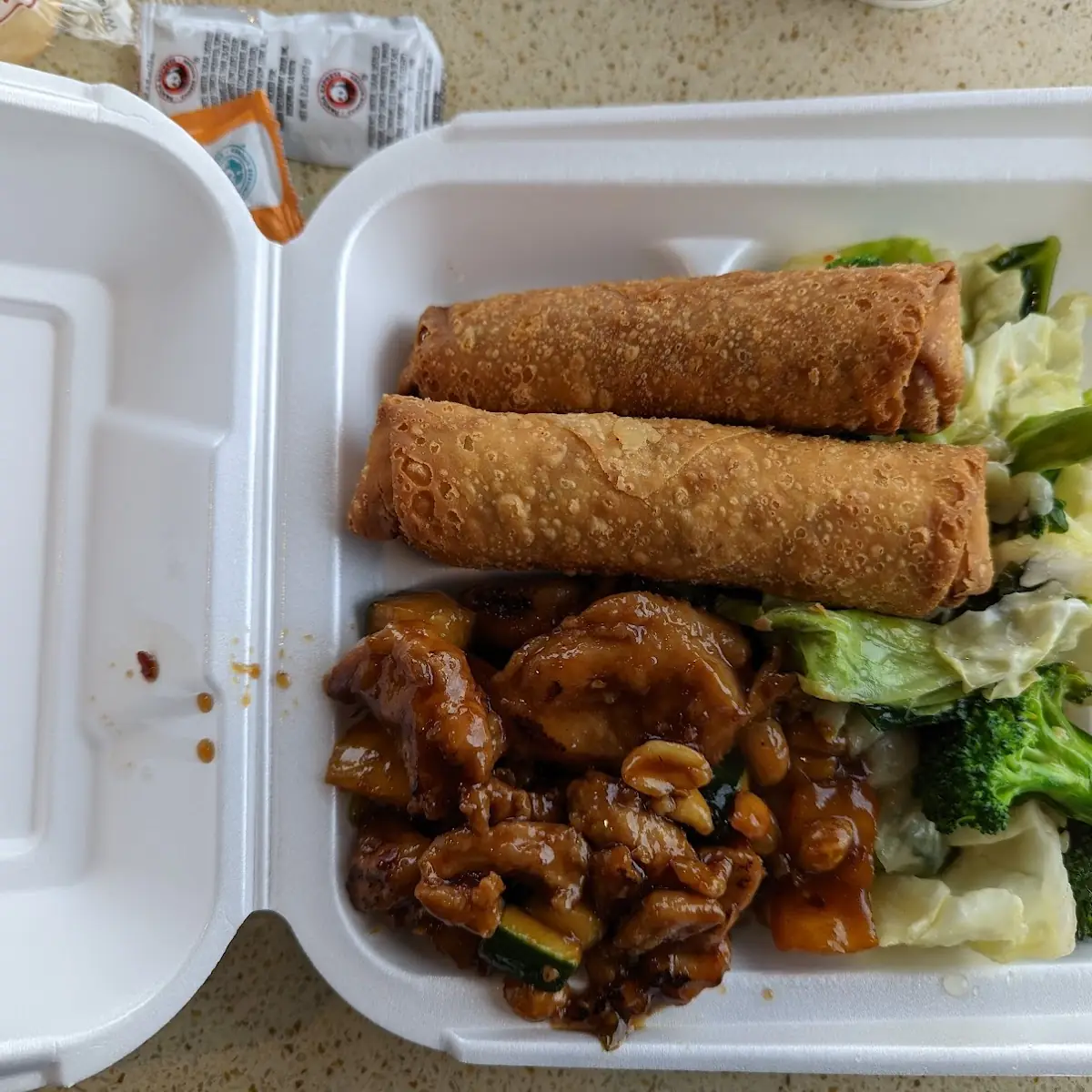 General TSO's Chicken and Egg Rolls