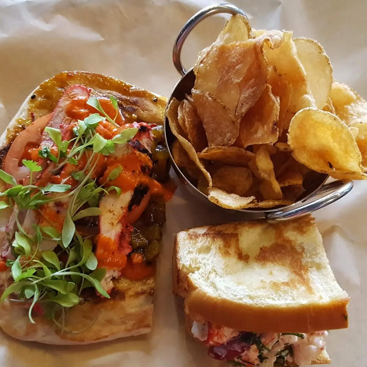 Lobster Roll with Homemade Potato Chips