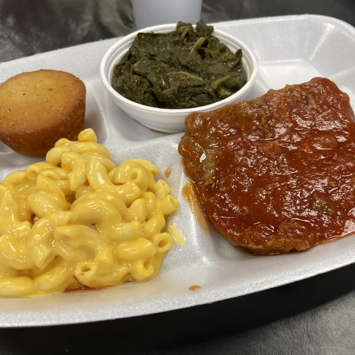 Meatloaf Mac and Cheese and Greens