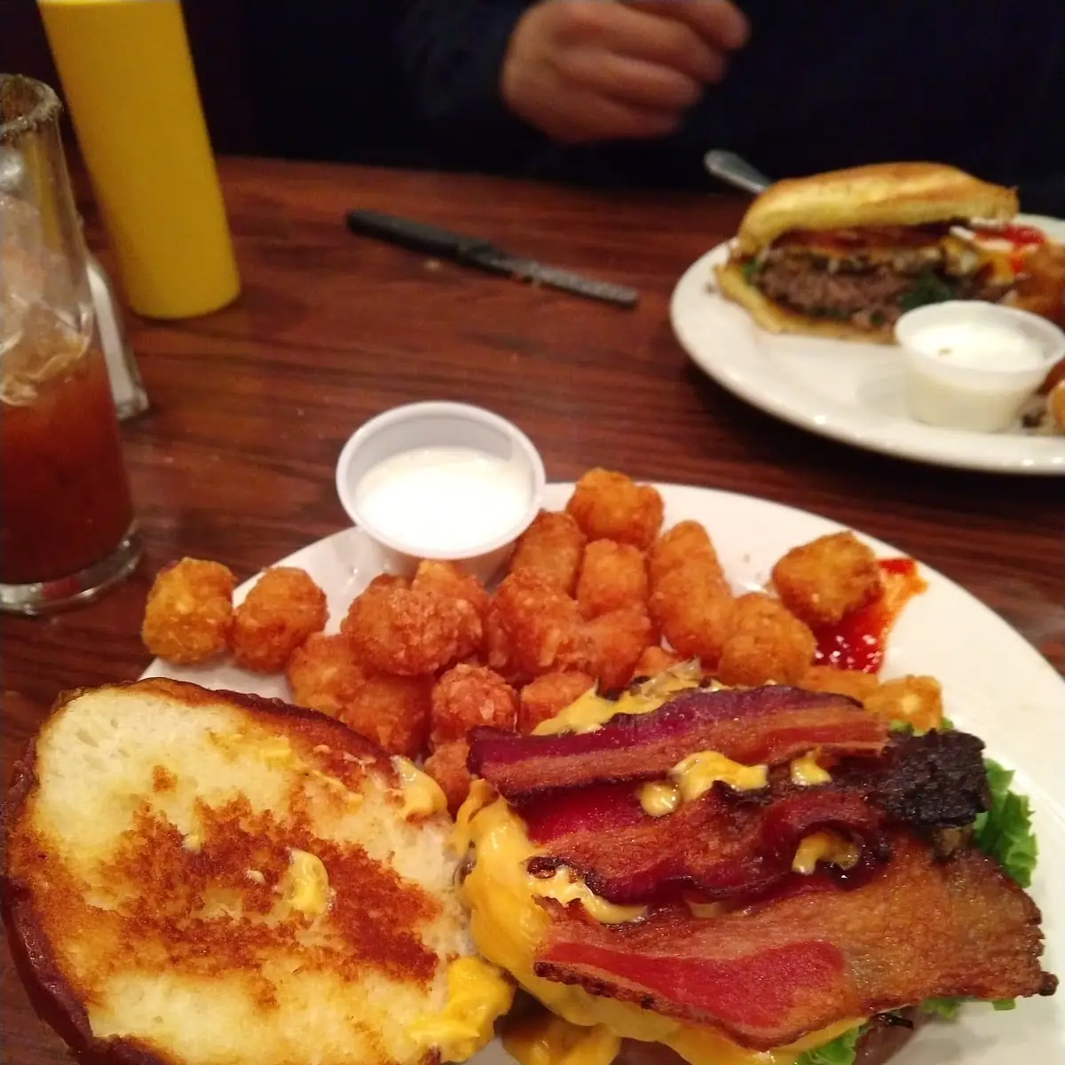 Beer Cheese Burger and Tots