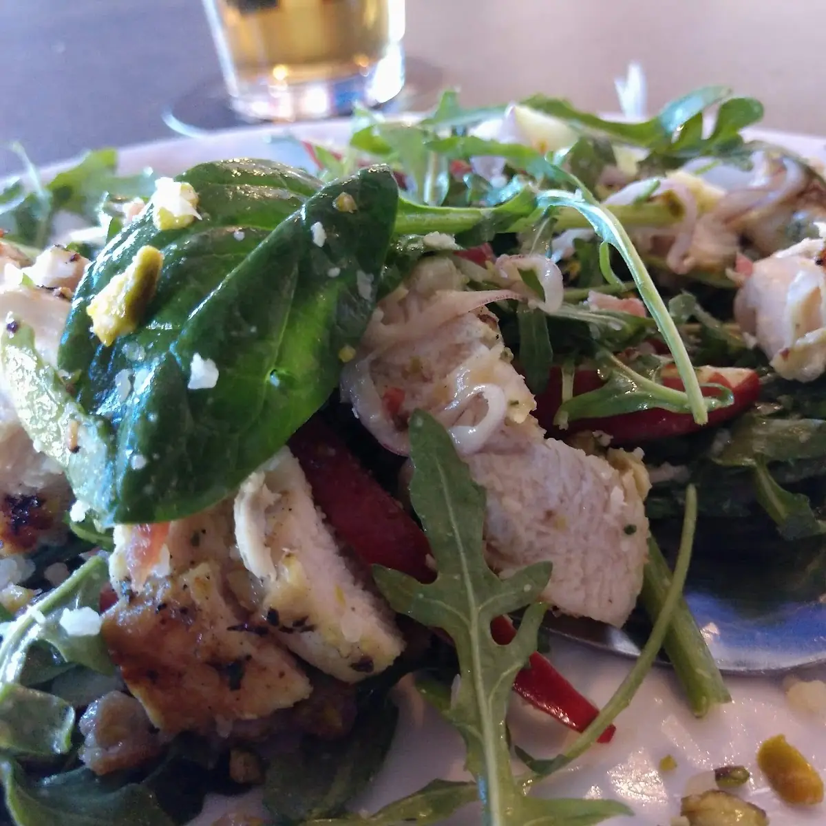 Spinach Arugula Salad with Chicken