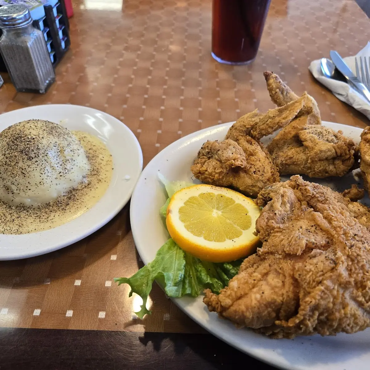 Fried Chicken Creamy Chicken Rice Soup Mashed Potatoes with Gravy