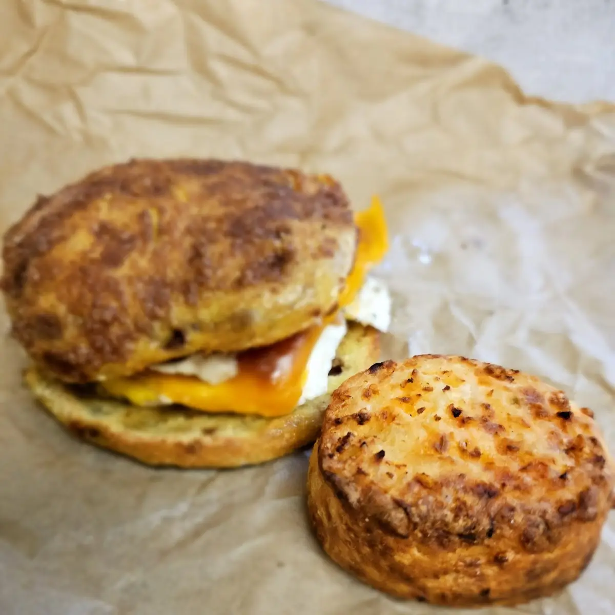 Maple Syrup Bacon Bagel Sandwich with Hashbrown