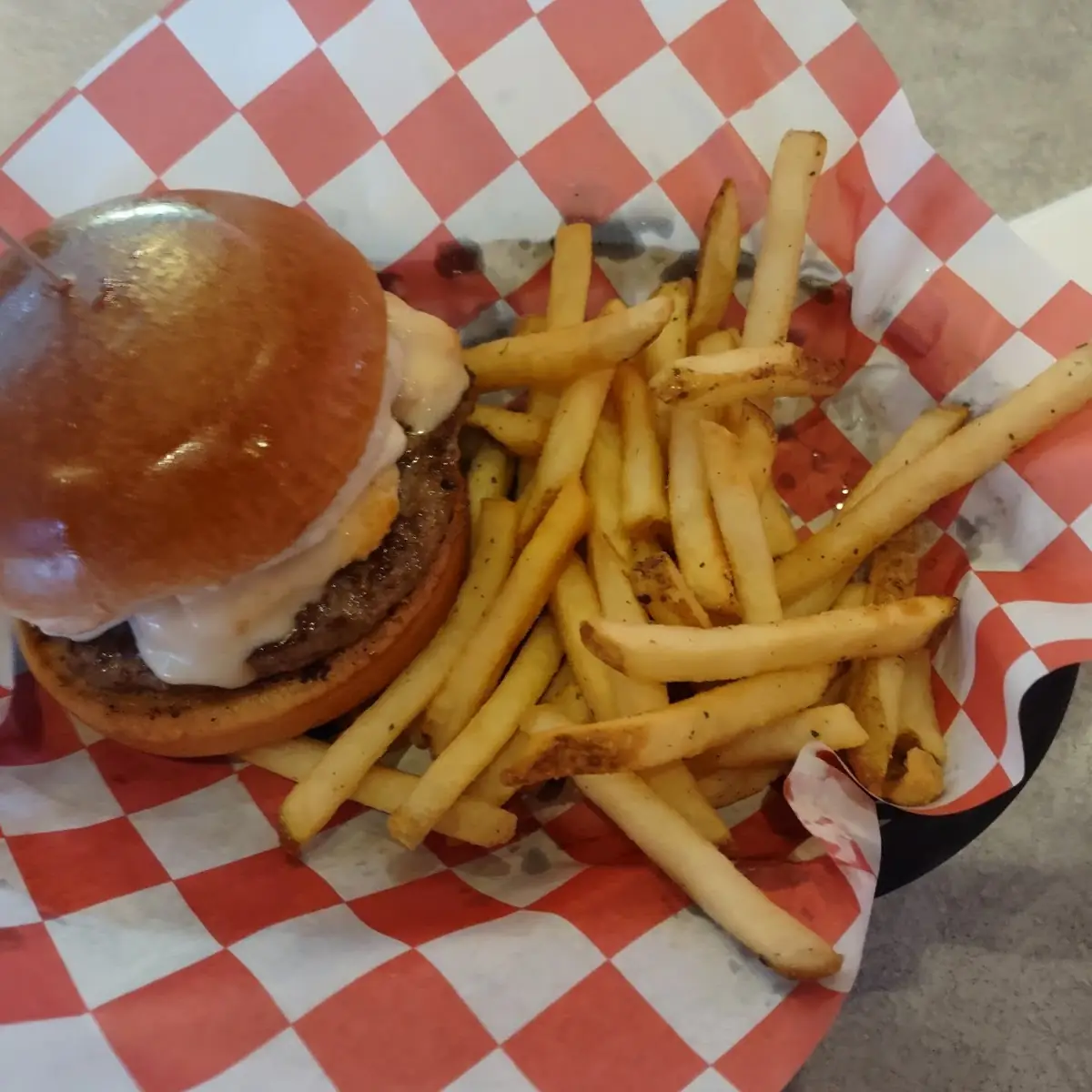 Garlic Curd Burger with Fries