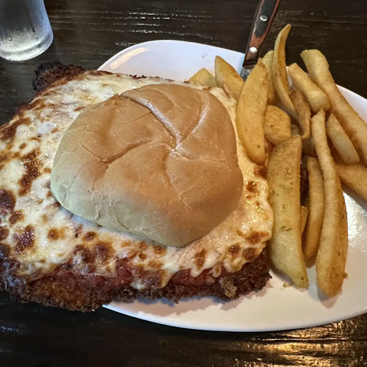 Chicken Parmesan Sandwich and Fries